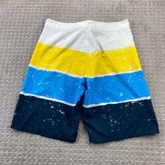 Vintage Corona Extra Beer Swim Trunks Men Medium M White Yellow Blue Stripes 90s - Picture 7 of 13